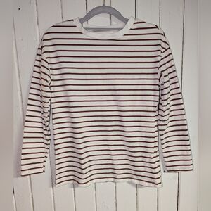 🦓 It's Giving Carolyn ~ Striped 3/4 Sleeve Loose Fit Casual Shirt EUC